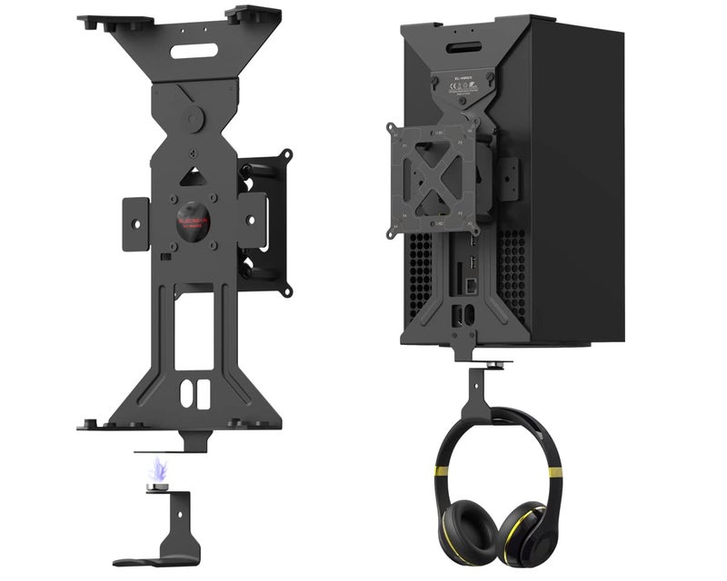 Magnetic Wall Mount for Xbox Series X Metallic Support Bracket with Gaming Headset Hook Magnets and Builtin Level Design Mount XSX Vertical Horizontal or Under The Desk