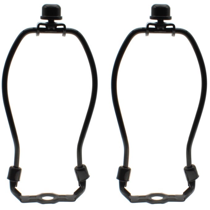 6 INCH LAMP SHADE HARP HOLDER 2PACK HEAVY DUTY HORN FRAME LAMP SHADE BRACKET WITH LIGHT BASE AND SOLID LAMP FINIAL DIY LIGHTING REPLACEMENT ACCESSORIES FOR TABLEFLOOR LAMPS BLACK