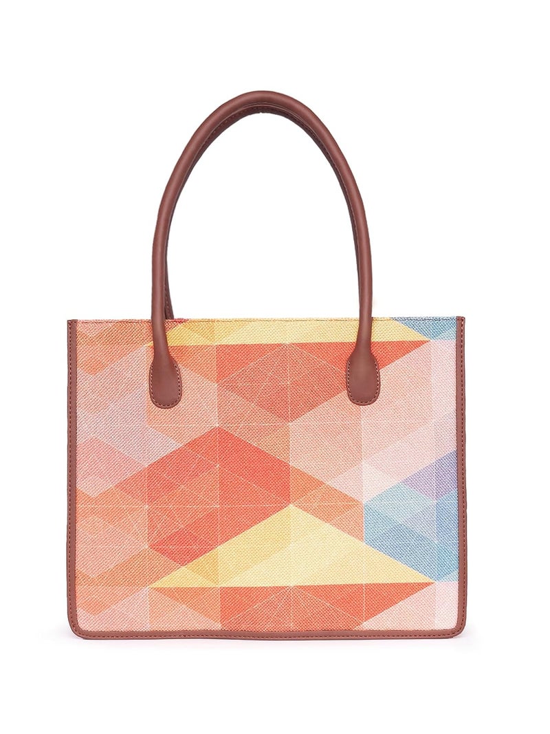 ZOUK Printed Jute Handcrafted Grey Women's Stylish Tote Bags | Tote Handbag| Shoulder bag with double handle - Image 5