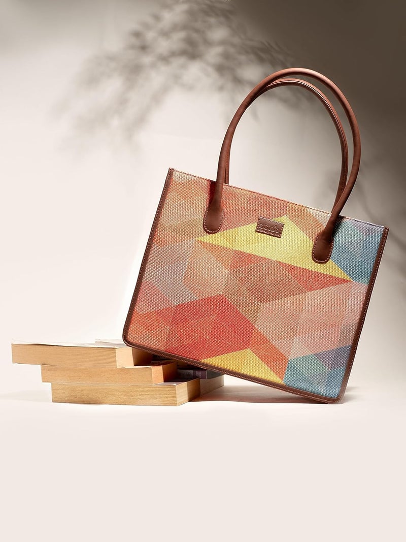 ZOUK Printed Jute Handcrafted Grey Women's Stylish Tote Bags | Tote Handbag| Shoulder bag with double handle - Image 3