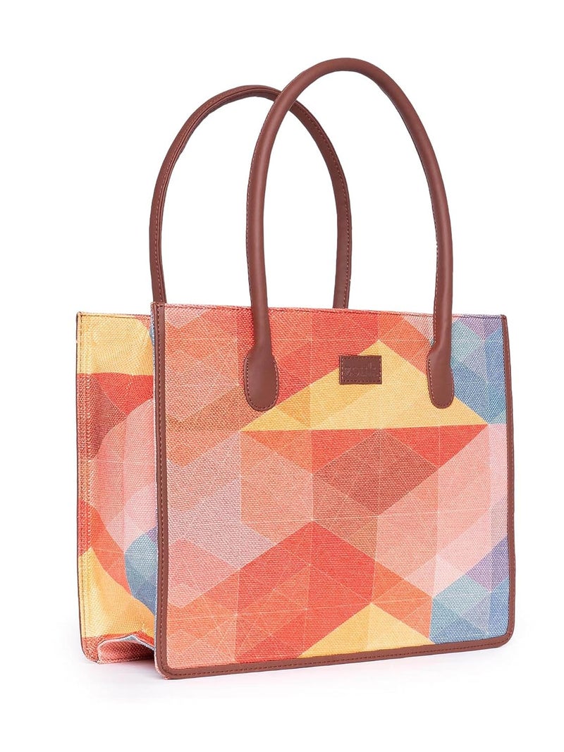 ZOUK Printed Jute Handcrafted Grey Women's Stylish Tote Bags | Tote Handbag| Shoulder bag with double handle - Image 4