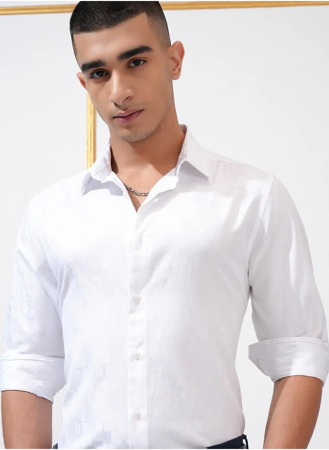 هاي لاندر Solid Slim Fit Collared Shirt