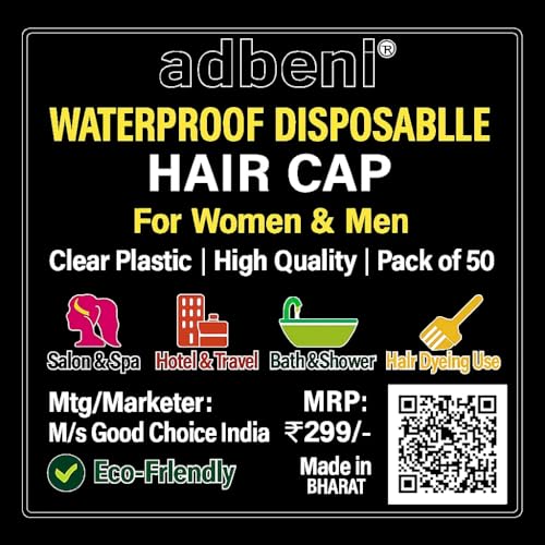 Adbeni Waterproof Disposable Hair Cap for Women & Men, Clear Plastic Spa, Salon, Food Handling, Hotel, Travel & Dyeing Use High Quality Bath Shower Protection Hat for Bathroom & Beauty Treatments - Image 2