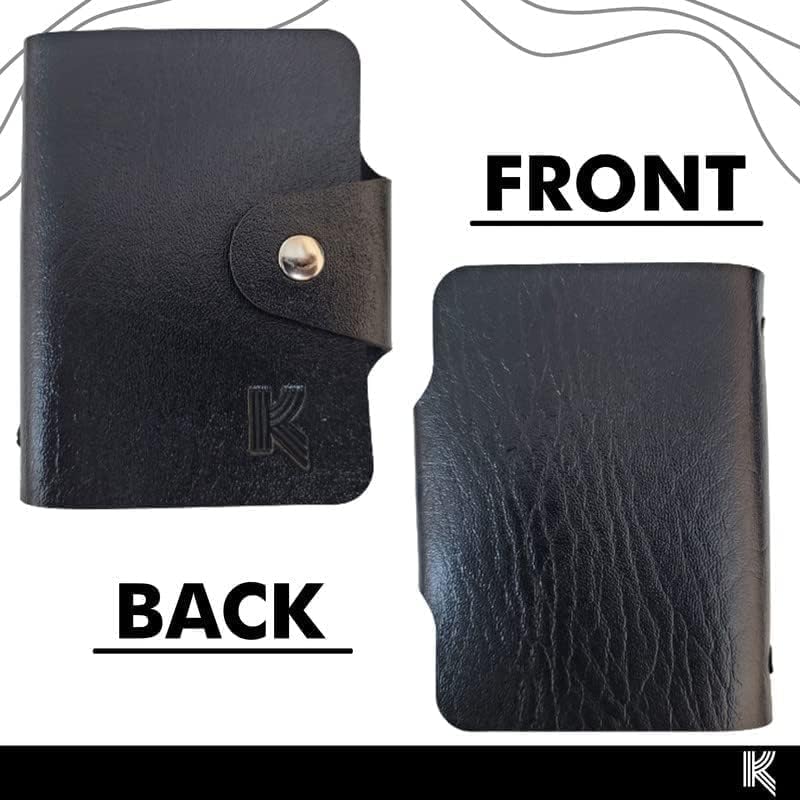 Kraptick 20 Slots Cardholder with Double-Sided Slots, Wallet for Cards, ATM, Debit, Credit Cards Holder, Unisex Wallet with Leather Design, (Combo of Brown & Black) - Image 3