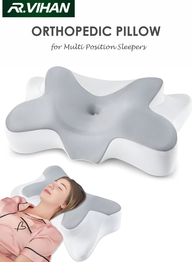 ار.فيهان وسادة عنق الرحم لتخفيف آلام الرقبة والكتف، وسادة تقويمية على شكل فراشة من إسفنج الذاكرة - Image 1