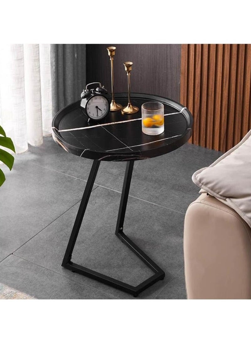 DubaiGallery طاولة جانبية صغيرة طاولة سرير جانبية طاولة جانبية رفيعة صغيرة طاولة نهاية، توفير المساحة ارتفاع 27.6 بوصة (70 سم) طاولة قهوة على شكل C، طاولة وجبات خفيفة جانبية للأريكة للأثاث القابل للإمالة - Image 2