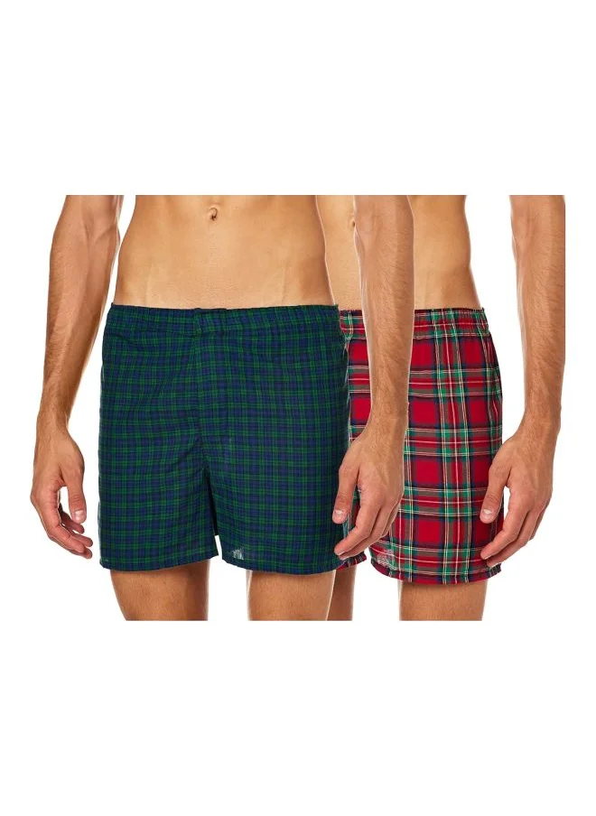 هينز Hanes Red Label Mens Inside Exposed Waistband Woven Boxers 2 Pack