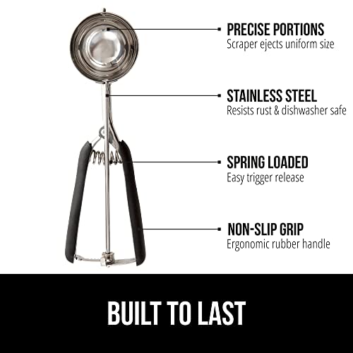 GORILLA GRIP Stainless Steel Cookie Scoop for Baking, 2 TSP, Multipurpose Melon Baller, Meatball Spring Scoops, Perfect Portion Sizes, Easy Food Release, Scooper Size 100, BPA-Free Kitchen Tool, Black - Image 2