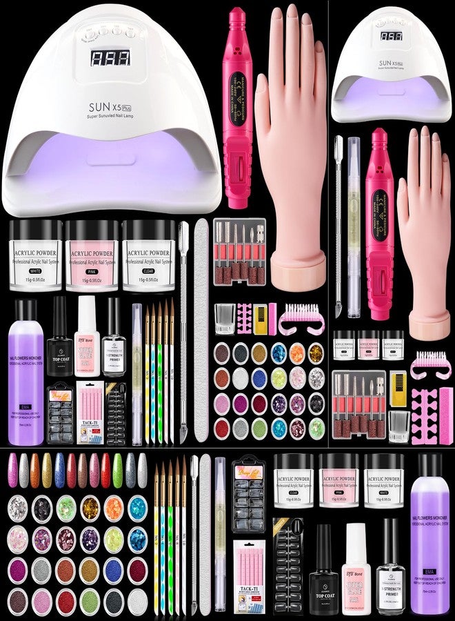 Wilfniee Nail Kit for Beginners with Everything: Practice Nail Hand U V Lamp Acrylic Nail Liquid Set with Drill Starter Nail Set Gifts for Beginners Home Salon - Image 1