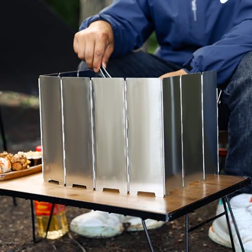 Fapiwen Camp Stove Windscreen, 10 Plates Aluminum Windshield for Camping Wood Stove with Drawstring Bag, Lightweight Folding Windproof Outdoor Stove Windshield for Camping, Butane Stoves (84 * 24cm) - Image 5