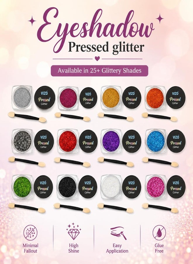 Vizo Professional Pressed Eyeshadow Glitter Palette with brush for face makeup | Travel Friendly & Long Lasting Eye Shadow Palette (Black, White) - Image 1