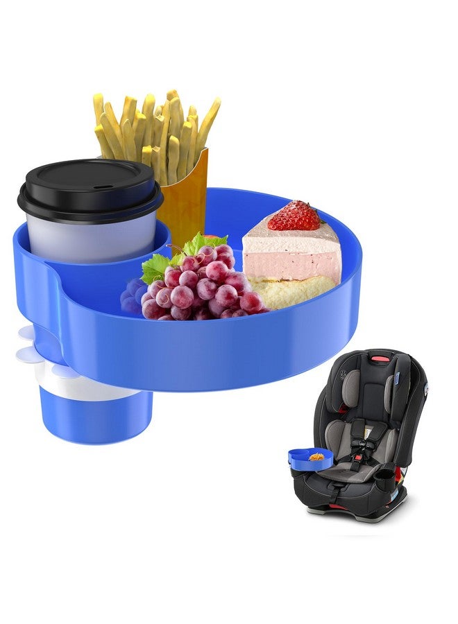 SSPONT Kids Car Seat Tray, Travel Tray with Cup Holder for Toddler Baby, Kids Car Seat Food Snack Organizer for Road Trip, Stroller snack tray travel must haves - Blue - Image 1