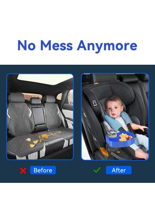 SSPONT Kids Car Seat Tray, Travel Tray with Cup Holder for Toddler Baby, Kids Car Seat Food Snack Organizer for Road Trip, Stroller snack tray travel must haves - Blue - Image 4
