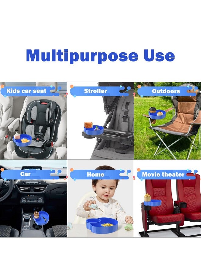 SSPONT Kids Car Seat Tray, Travel Tray with Cup Holder for Toddler Baby, Kids Car Seat Food Snack Organizer for Road Trip, Stroller snack tray travel must haves - Blue - Image 3
