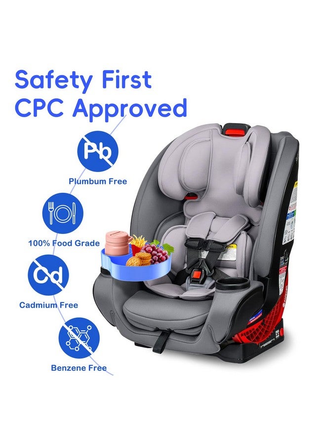 SSPONT Kids Car Seat Tray, Travel Tray with Cup Holder for Toddler Baby, Kids Car Seat Food Snack Organizer for Road Trip, Stroller snack tray travel must haves - Blue - Image 2