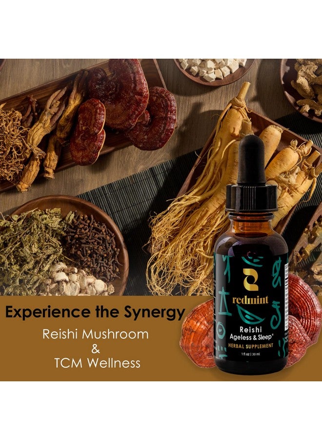 Redmint Reishi Mushroom Herbal Tincture - Ageless & Sleep | Natural Mushroom Supplement with TCM Herbs Dong Quai, Schisandra and More for Restful Sleep, Immune Support, Skin Health| 1 fl oz - Image 4