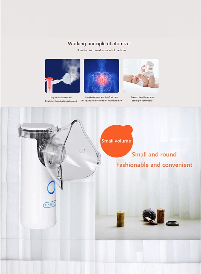 Dr.isla جهاز البخار المتنقل  للبالغين والاطفال، مرطب صغير بالموجات فوق الصوتية للاستخدام المنزلي والسفر، مع اقنعة وقطع للفم (جهاز استنشاق) - Image 5