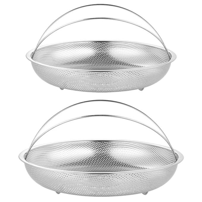 2PCS STAINLESS STEEL STEAMER BASKET WITH HANDLE VERSATILE FOOD STEAMING RACK FOR RICE DUMPLINGS VEGETABLES AND MORE IDEAL FOR HOME COOKING