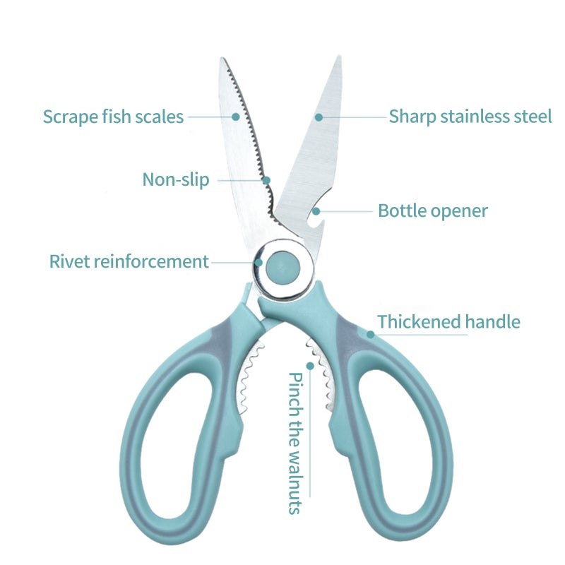 Poultry Shears with Protective Cover Stainless Steel Kitchen Scissors Multi-Purpose Scissors for Meat Chicken Fish Seafood BBQ - Image 3