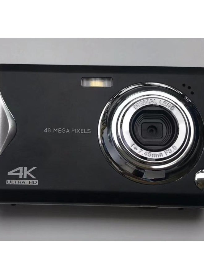 Generic - 4K HD Large Screen Ccd Style Digital Camera Lightweight 48 Million Pixel Student Home Selfie Card Camera-Body Color:Standard Chinese Version Black + Card Reader With Adapter + 8gb Card - Image 1