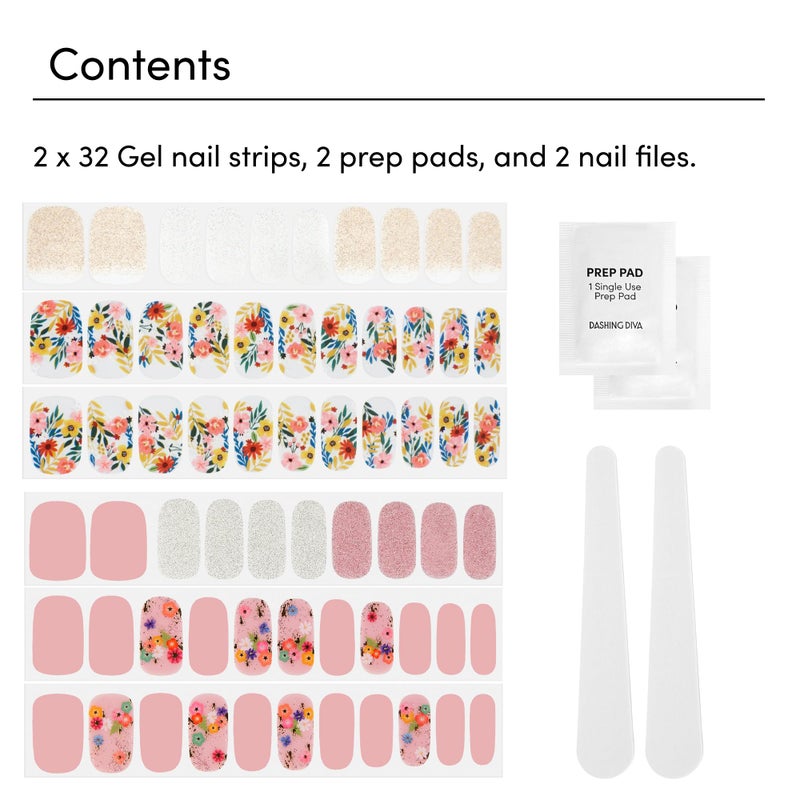 Dashing Diva Gloss Nail Strips Bundle - The Spring Florals Collection - Wallflower Frenzy & Bug Off - UV Free, Chip Resistant, Long Lasting Gel Stickers - Contains 2 Sets - Image 4