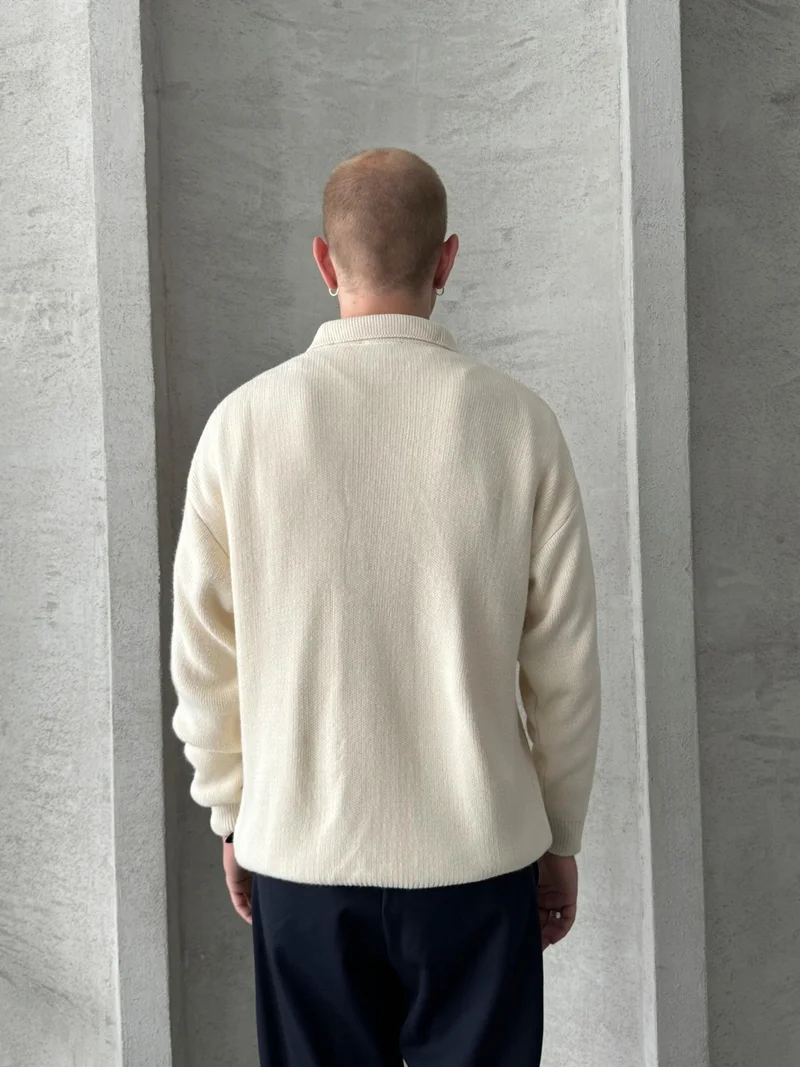 HYMAN Men's Polo Collar Knitted Oversize Sweater