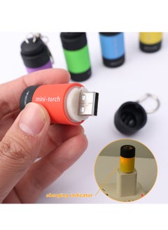 AROAQ Mini Keychain Flashlight, Usb Torch Rechargeable Colorful Led Flashlight, Portable Bright Flashlight Keychain, High-powered Keychain Lamp With Hook For Camping, (red)  - Image 4