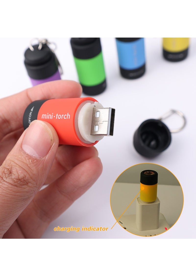 AROAQ Mini Keychain Flashlight, Usb Torch Rechargeable Colorful Led Flashlight, Portable Bright Flashlight Keychain, High-powered Keychain Lamp With Hook For Camping, (red)  - Image 4