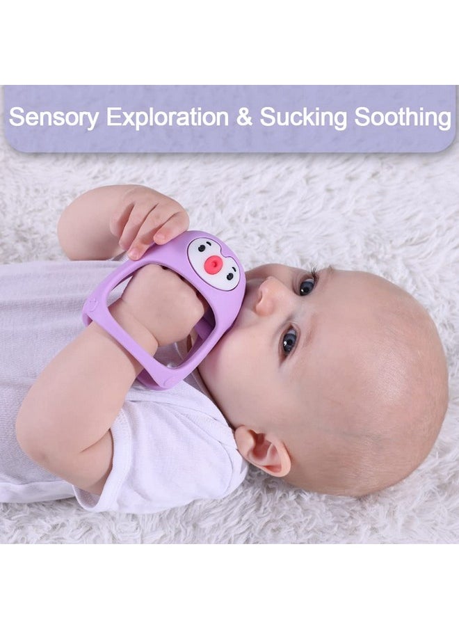 Smily Mia Smily Mia Smily Mia Penguin Teethers, Silicone TeethingToys for Babies 0-6Months, Baby Teethers for 3-6Months, Hand Teether for Infants, Pacifiers for New Born,Light Purple  - Image 4