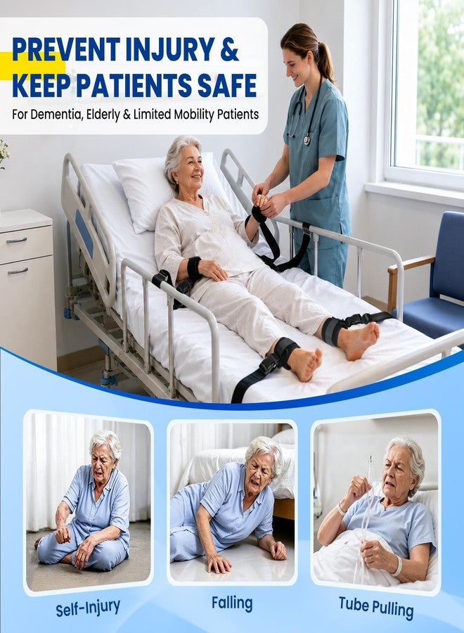 JNATER Bed Restraints Belts for Wrists and Ankles - 4 Pack Comfortable Leg & Hand Restraints with Quick Release Buckle for Dementia, Elderly, Cognitive Disorders & Safer Movement Support - Image 2