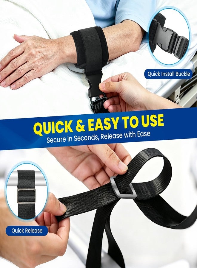 JNATER Bed Restraints Belts for Wrists and Ankles - 4 Pack Comfortable Leg & Hand Restraints with Quick Release Buckle for Dementia, Elderly, Cognitive Disorders & Safer Movement Support - Image 4