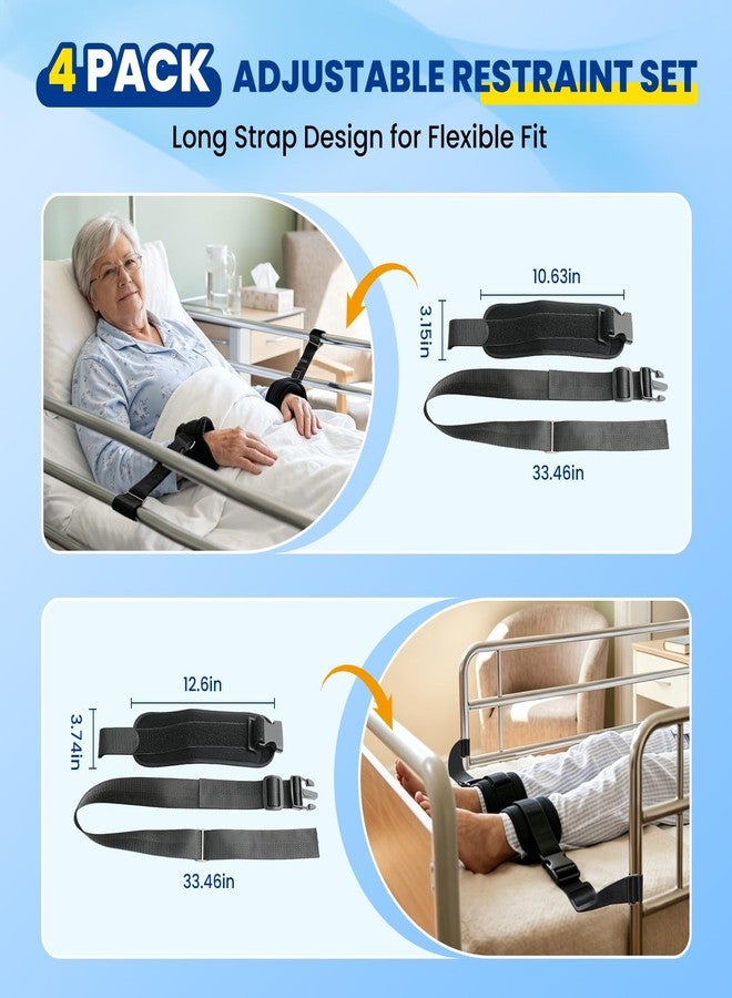 JNATER Bed Restraints Belts for Wrists and Ankles - 4 Pack Comfortable Leg & Hand Restraints with Quick Release Buckle for Dementia, Elderly, Cognitive Disorders & Safer Movement Support - Image 3