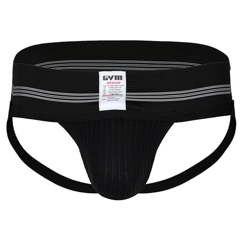 GYM Mens Old School Jockstrap (Medium, Black, 1-Pack) - Image 1