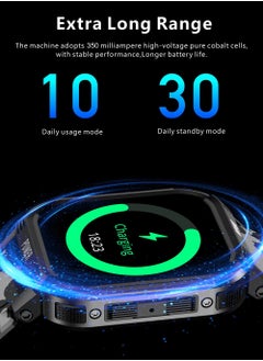Lemfo Bluetooth Smart Watch, 1.85" HD Display Smart Fitness Watch, 1p68 Waterproof Military Smart Wrist Watch With 100 Plus Sports Mode, Voice Assistance Health Monitoring Watch For Men, (Blue Black)  - Image 3
