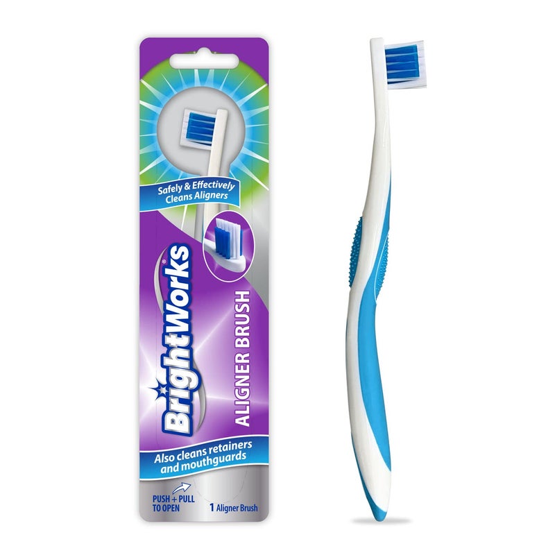 BrightWorks Aligner Brush (3 Pack) Safely and Effectively Cleans Aligners, Retainers, Mouth Guards, and Night Guards. Easy to Use and Safe for Most Dental Appliances. - Image 1