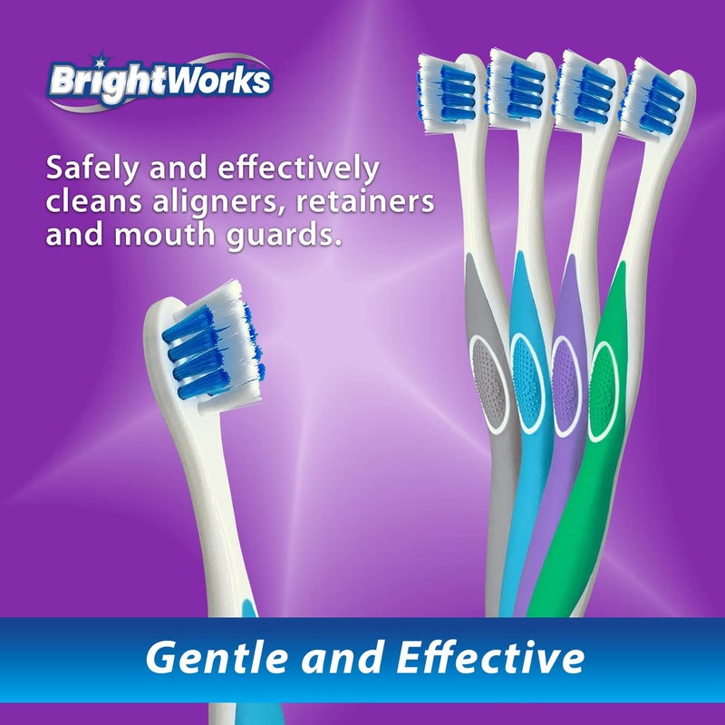 BrightWorks Aligner Brush (3 Pack) Safely and Effectively Cleans Aligners, Retainers, Mouth Guards, and Night Guards. Easy to Use and Safe for Most Dental Appliances. - Image 3