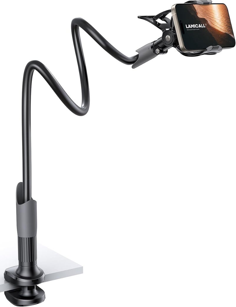 Lamicall Gooseneck Phone Holder for Bed - Cell Phone Mount Clamp Clip, Flexible Long Arm, Overhead Mount for Desk Headboard Bedside, Gifts for iPhone Air 17 Pro Max, 16 15 14 Pro Max and 4-7" Phone - Image 2