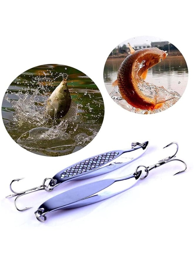 Fishing Lure Set – 5 Pcs Metal Hooks, Lure Sequins Spoons with Hard Bait – Sea Lake Lure Tool for Saltwater & Freshwater – Trout, Bass, Salmon Fishing - Image 5