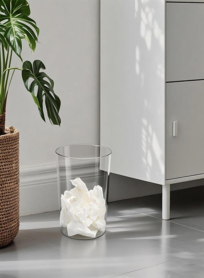Okllen 6 Pack Clear Round Plastic Waste Baskets, BPA-Free Trash Can Bin for Bathroom, Kitchen, Office, Home, 8"x7.5"x6.4" - Image 5
