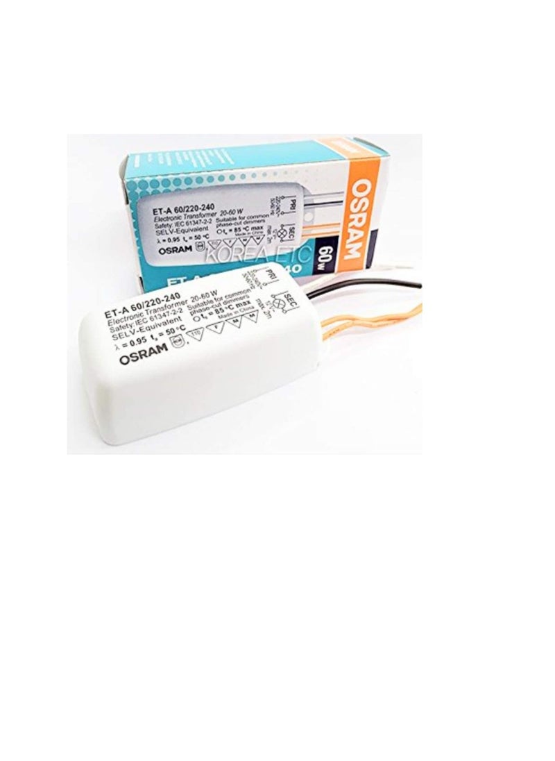 Osram OSRAM Electronic Transformer for LED and Halogen Spot Lights, 12V 20-60W, Dimmable LED Ballast Driver ET-A 60/220-240 (Pack of 10)  - Image 3