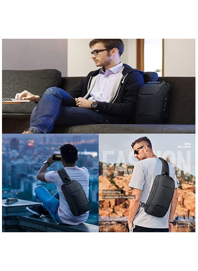 OZUKO - Sling Backpack USB Anti-Theft Men'S Chest Bag Casual Shoulder Bag - Image 1