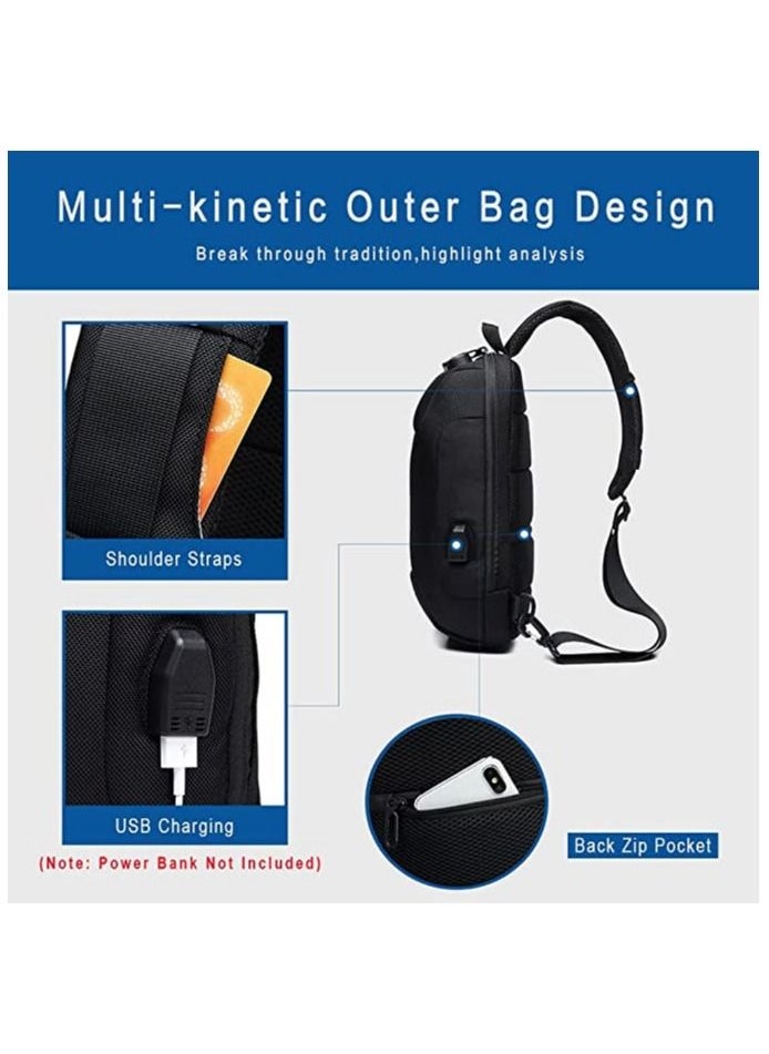 OZUKO - Sling Backpack USB Anti-Theft Men'S Chest Bag Casual Shoulder Bag - Image 1