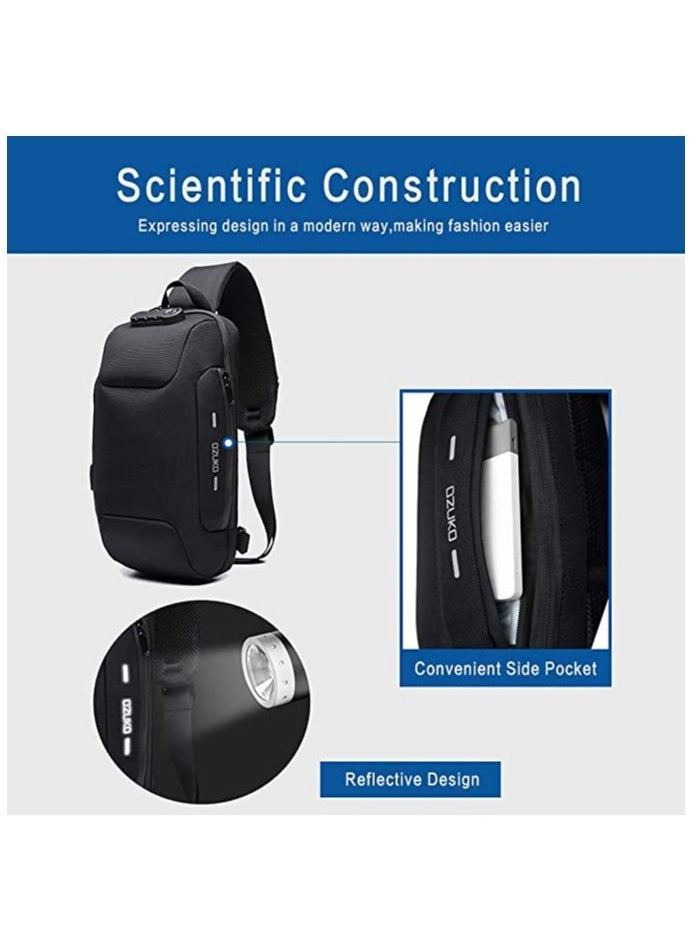 OZUKO - Sling Backpack USB Anti-Theft Men'S Chest Bag Casual Shoulder Bag - Image 1