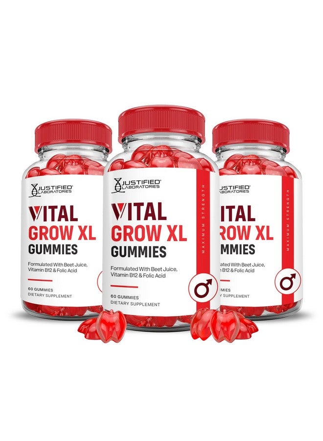 (3 Pack) Vital Grow XL Performance Gummies 1000MG Advanced Formula Formulated with ACV Pomegranate Beet Juice Powder B12 Vegan Non GMO 180 Gummys