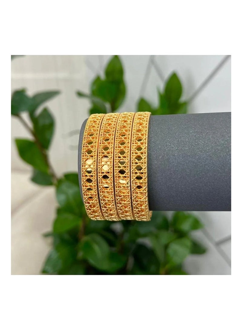 Gold-plated bangles, 4 pieces, size 19