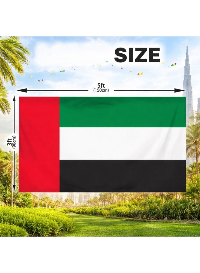KhpalKar UAE Flag 150 x 90 cm Premium Quality United Arab Emirates National Flag Durable Polyester Fabric Fade Resistant Indoor and Outdoor Use - Image 2
