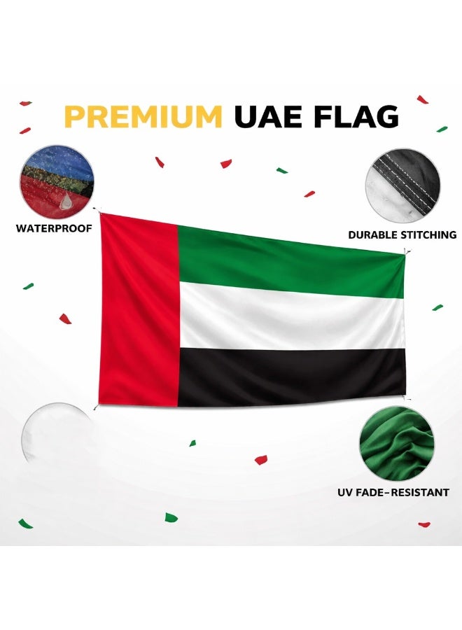 KhpalKar UAE Flag 150 x 90 cm Premium Quality United Arab Emirates National Flag Durable Polyester Fabric Fade Resistant Indoor and Outdoor Use - Image 4