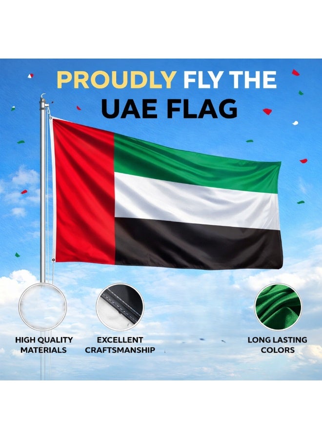 KhpalKar UAE Flag 150 x 90 cm Premium Quality United Arab Emirates National Flag Durable Polyester Fabric Fade Resistant Indoor and Outdoor Use - Image 5