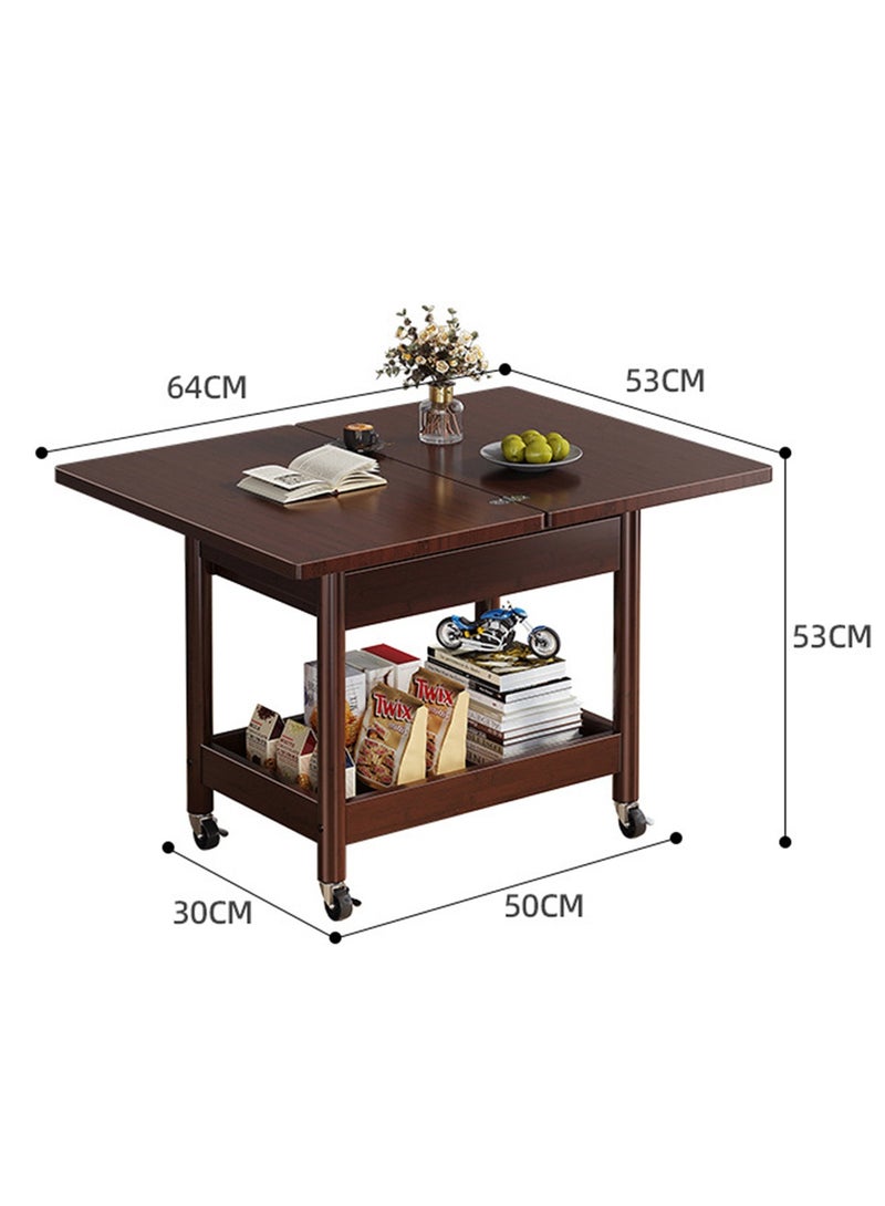 Sharpdo Sofa Side Table with Wheels,Coffee Table for Living Room Trolley Rack, Side Cabinet 64*53*53CM - Image 2