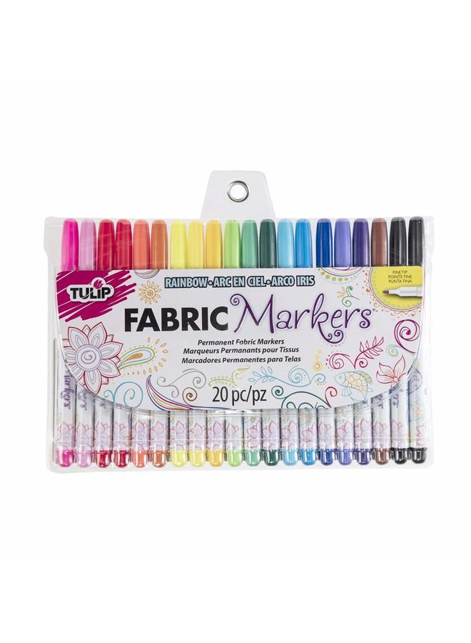 Tulip Permanent Nontoxic Fabric Markers, 20 Pack, Multicolor - Image 1